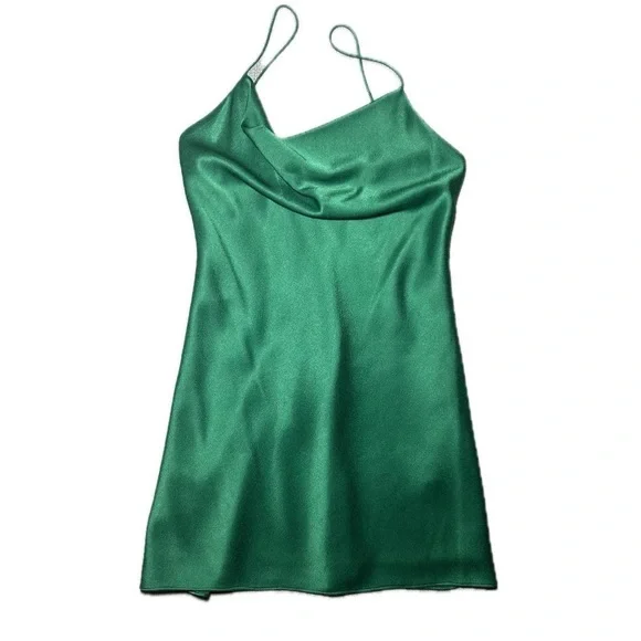 alice + olivia emerald green cowl neck mini dress size 0
